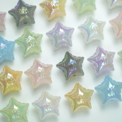 UV Finish Jelly Five-Pointed Star Acrylic Beads 25x16mm 50pcs 4