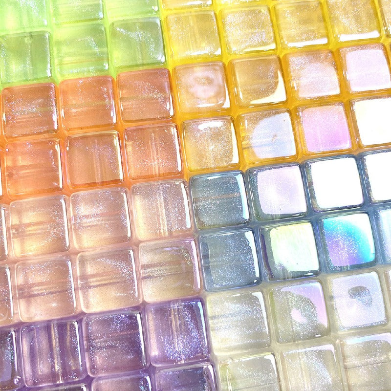 Colorful UV Finish Cube Acrylic Beads 14mm Pastel Glow 50pcs 4