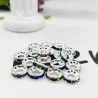 Copper Round Spacer Beads 10mm Large Hole Rhinestone 100pcs 6
