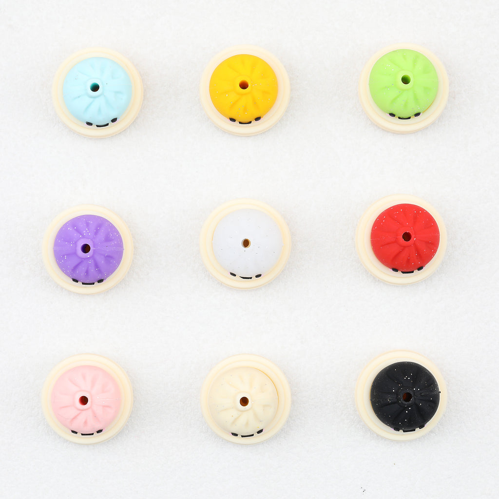3D Colorful Steamer Glitter Buns Silicone Focal Beads 20pcs 2