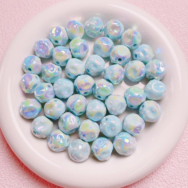 UV Finish Dot Acrylic Beads 16mm Pastel Colors 10pcs 10