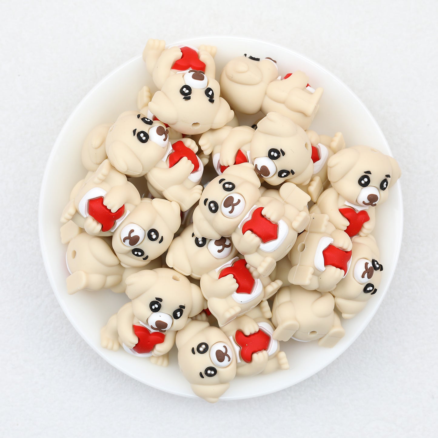3D Dog Heart Puppy Silicone Focal Beads 20pcs 3