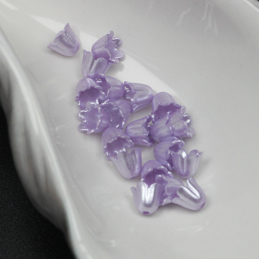 Pearl Small Bell Orchid Acrylic Beads 8*7mm Colored 100pcs 5