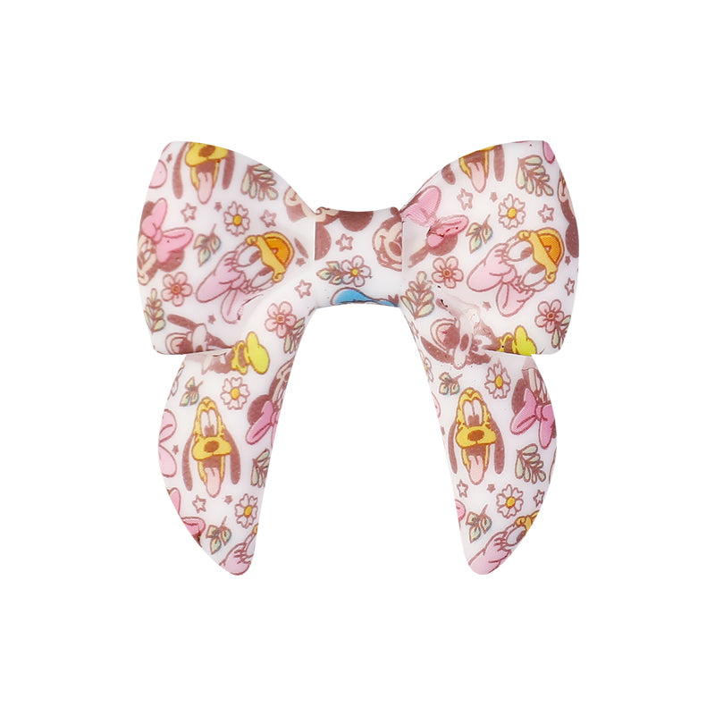 10pcs 3D Bow Printed Silicone Focal Beads