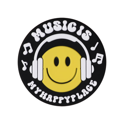 Silicone Focal Beads Music Themed Retro Radio and Smiley Face Circle Badge 11