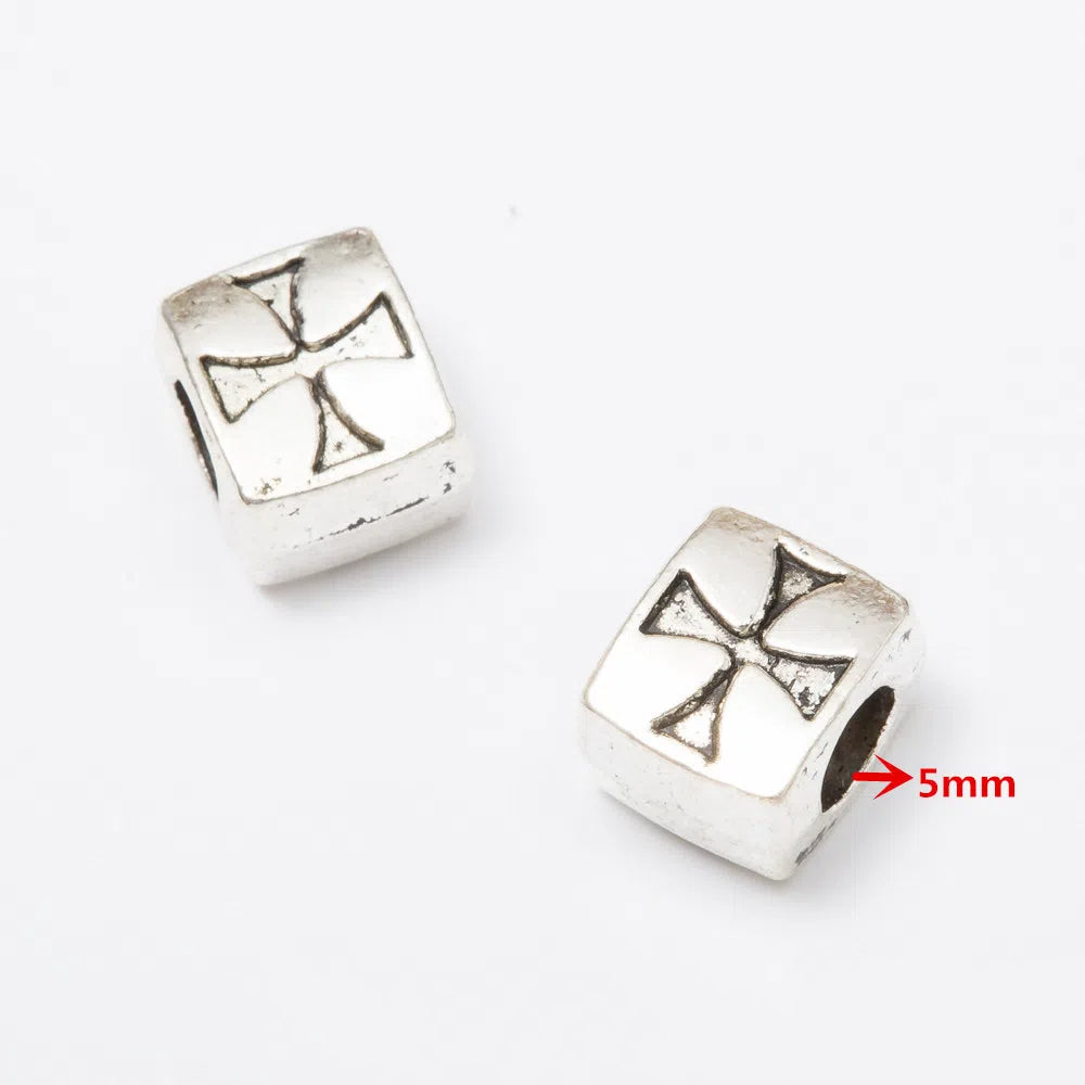 Vintage European Style Metal Beads Zinc Alloy Aged Silver Tone 50pcs 11