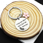 Stainless Steel Mother's Day Keychain Engraved Message Pink Enamel Flower 4