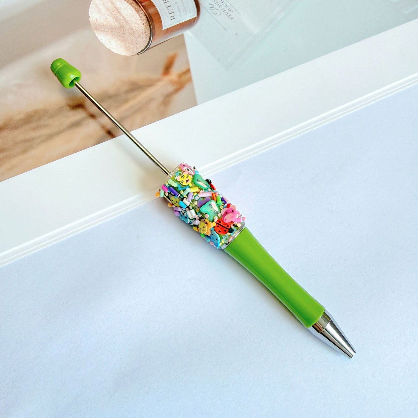 Creative Animal Cartoon Patch Rainbow Heart Beadable Pen 21