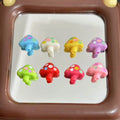 Colorful Double-Sided Enamel Polka Dot Mushroom Acrylic Beads 20mm 10pcs