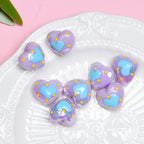 Glow Acrylic Heart Beads Colorful Light In The Dark 2pcs 4