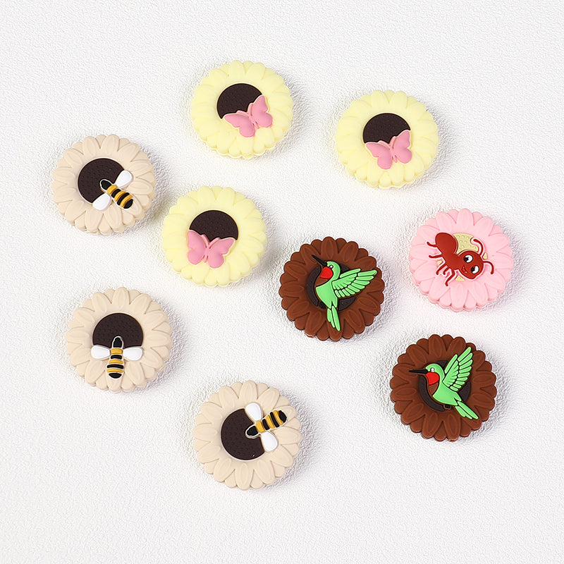 Insect Daisy Silicone Focal Beads 20pcs 3