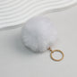 Pom Pom Keychain Plush Violet Faux Fur Ball Gold Ring 8cm