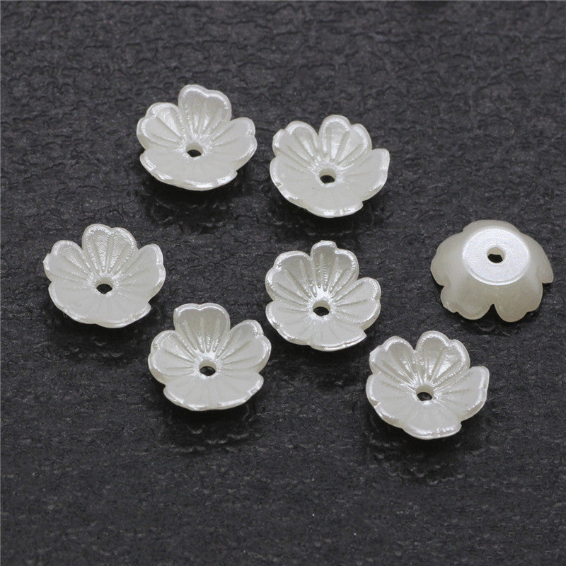 Pearl Imitation Flower Acrylic Beads 2-13mm White 100pcs 6