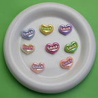 Glossy Plating Luck Heart Resin Beads 17.3x23mm Pastel Colors 10pcs 5