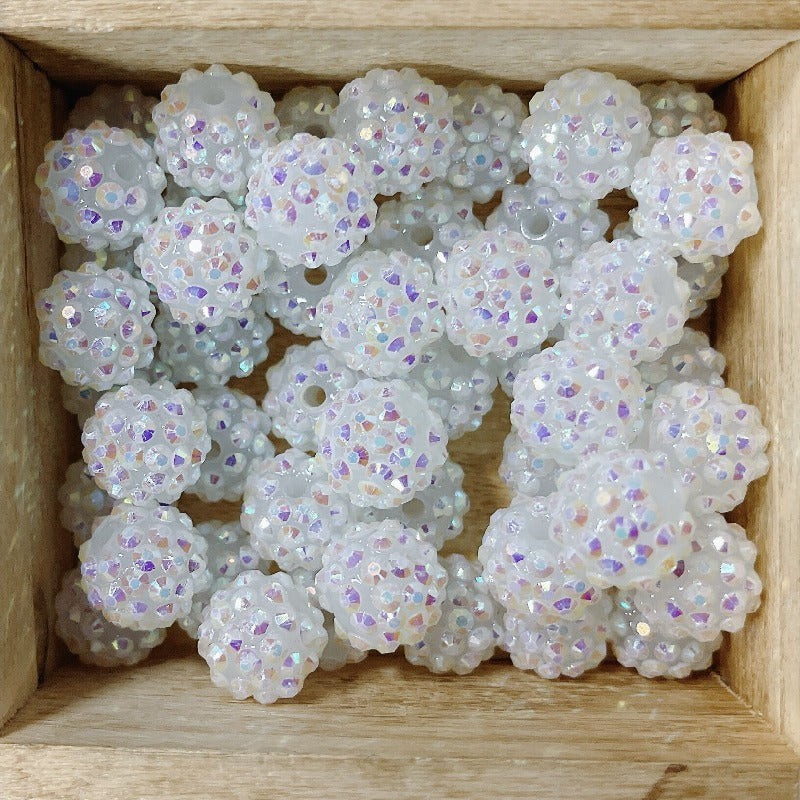 Bubblegum Round Rhinestone Beads 14mm Textured Shimmer 50pcs 13