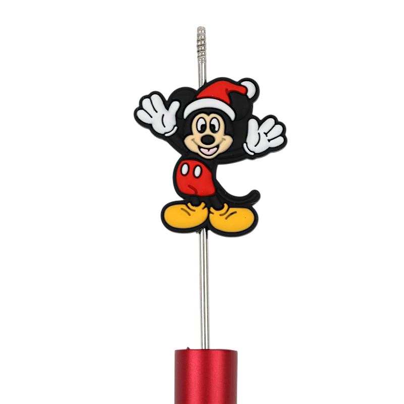 Silicone Focal Beads Happy Christmas Mickey Wearing Santa Hat 20pcs 2