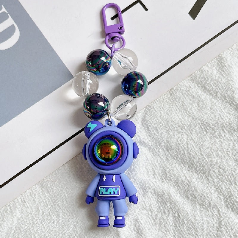 Acrylic Spaceman Beaded Keychain Colorful Astronaut Charm 6