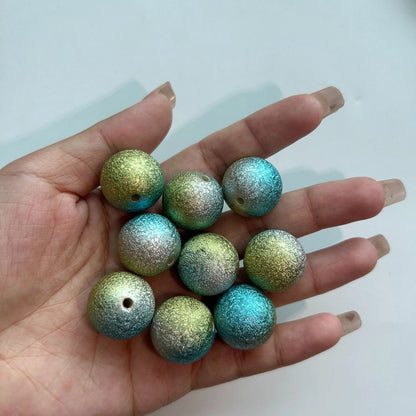 Opaque Bubblegum Beads 20mm Spray Painted Wrinkle Texture 10pcs 13