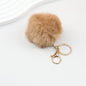 Pom Pom Keychain Fluffy Imitation Rex Rabbit Fur Ball 8cm With Lobster Clasp - 47# light camel