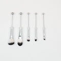 Beadable Makeup Brush Set Metal Handle Artificial Fiber Bristles 5pcs - Silver