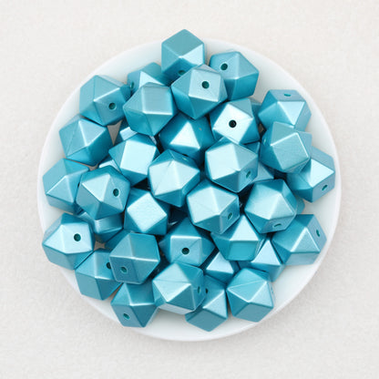 14mm Metallic Hexagon Silicone Beads 50pcs 8