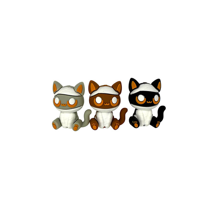 Silicone 3D Focal Beads Bandage Cat Sitting Pose 20pcs