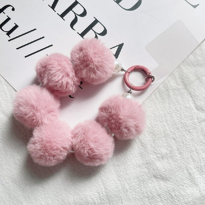 Beaded Ball Pearl Pom Pom Wristlet Keychain Colorful Pastel Neutrals 10