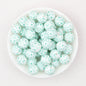 15mm Printed Leaf Pattern Silicone Round Beads 50pcs - Green Cane