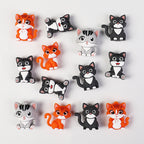 Silicone 3D Focal Beads Dark Cat Smiling Face Sitting Pose 20pcs 3