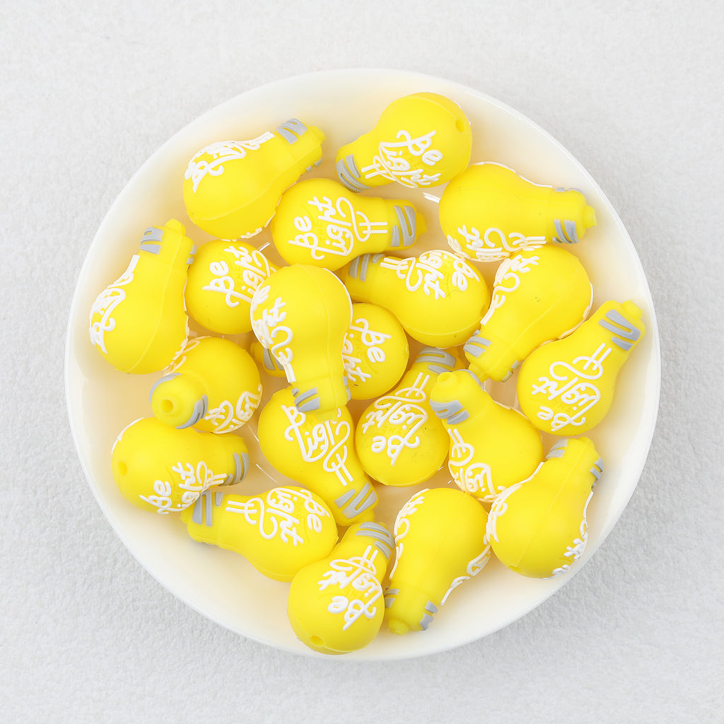 3D Be Light Bulb Silicone Focal Beads 20Pcs  2