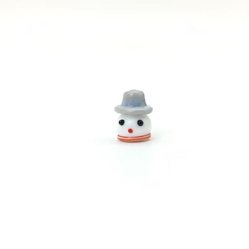 Lampwork Glass Beads Christmas Hat Snowman 15mm Hand Painted 4pcs 12