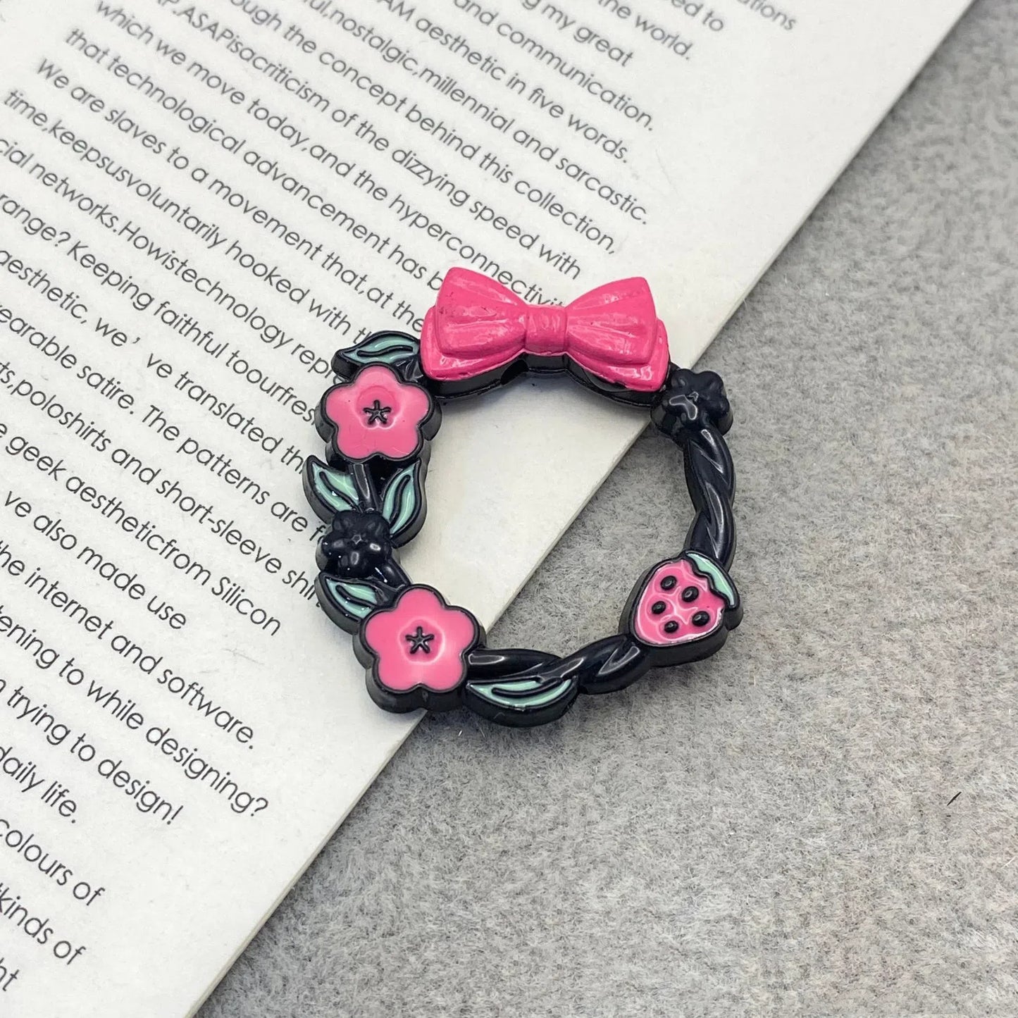 Bow Wreath Metal Beads 31mm Painted Enamel Alloy 10pcs 11