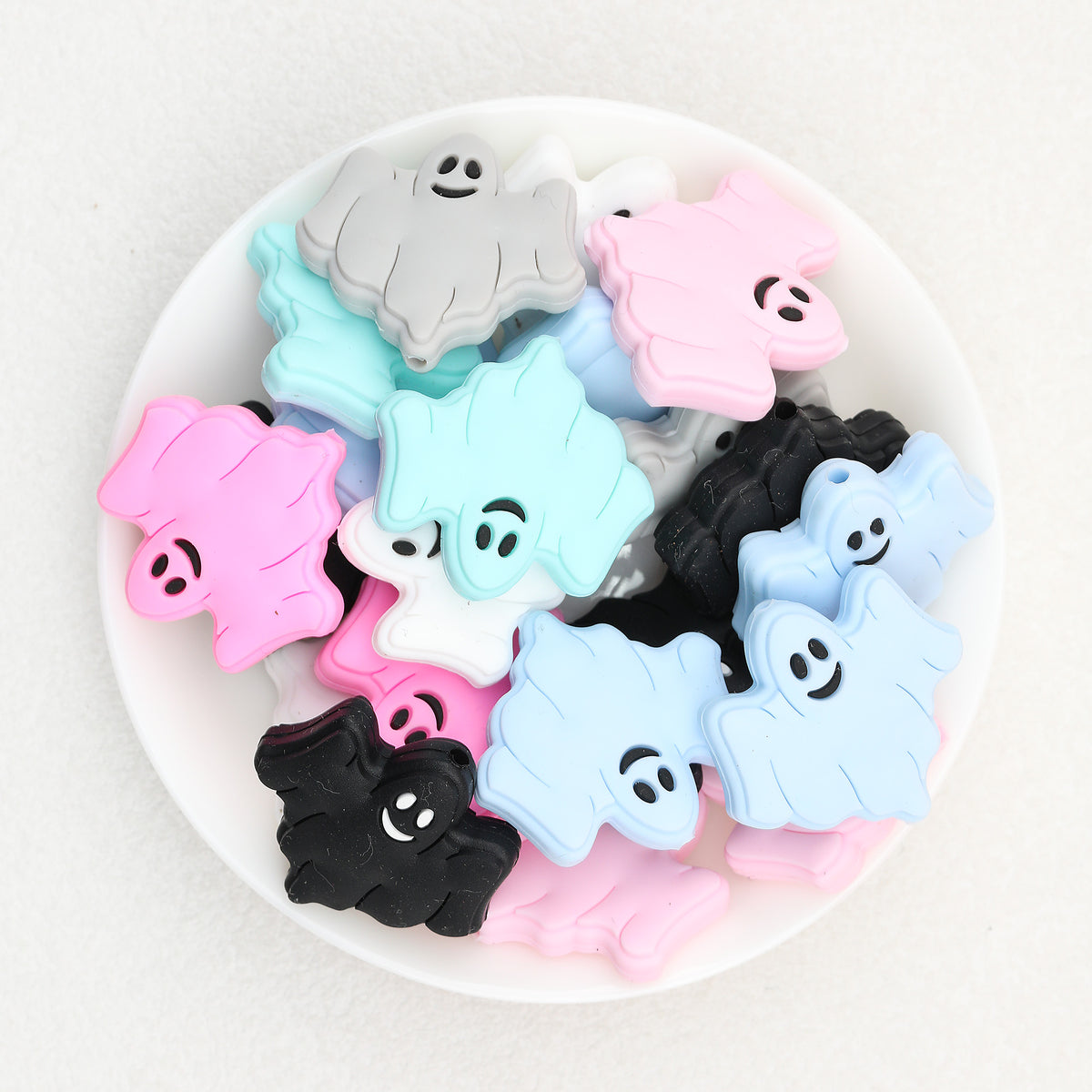 Halloween Multicolor Ghost Silicone Focal Beads 20pcs 2