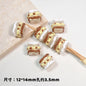 Hand Painted Square Acrylic Beads 12-14mm Colorful Enamel 10pcs 6