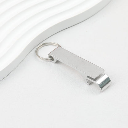 Aluminum Bottle Opener Keychain Slim Durable Lightweight - Silver