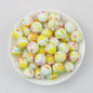 15mm Print Round Silicone Beads with Colorful Floral Patterns 50pcs - Pattern 4