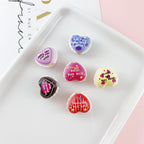 Valentine Heart Acrylic Beads Double-sided Embossed 18x16mm 10pcs 4