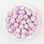 15mm Floral Pattern Silicone Beads Pastel Print 50pcs - Butterfly