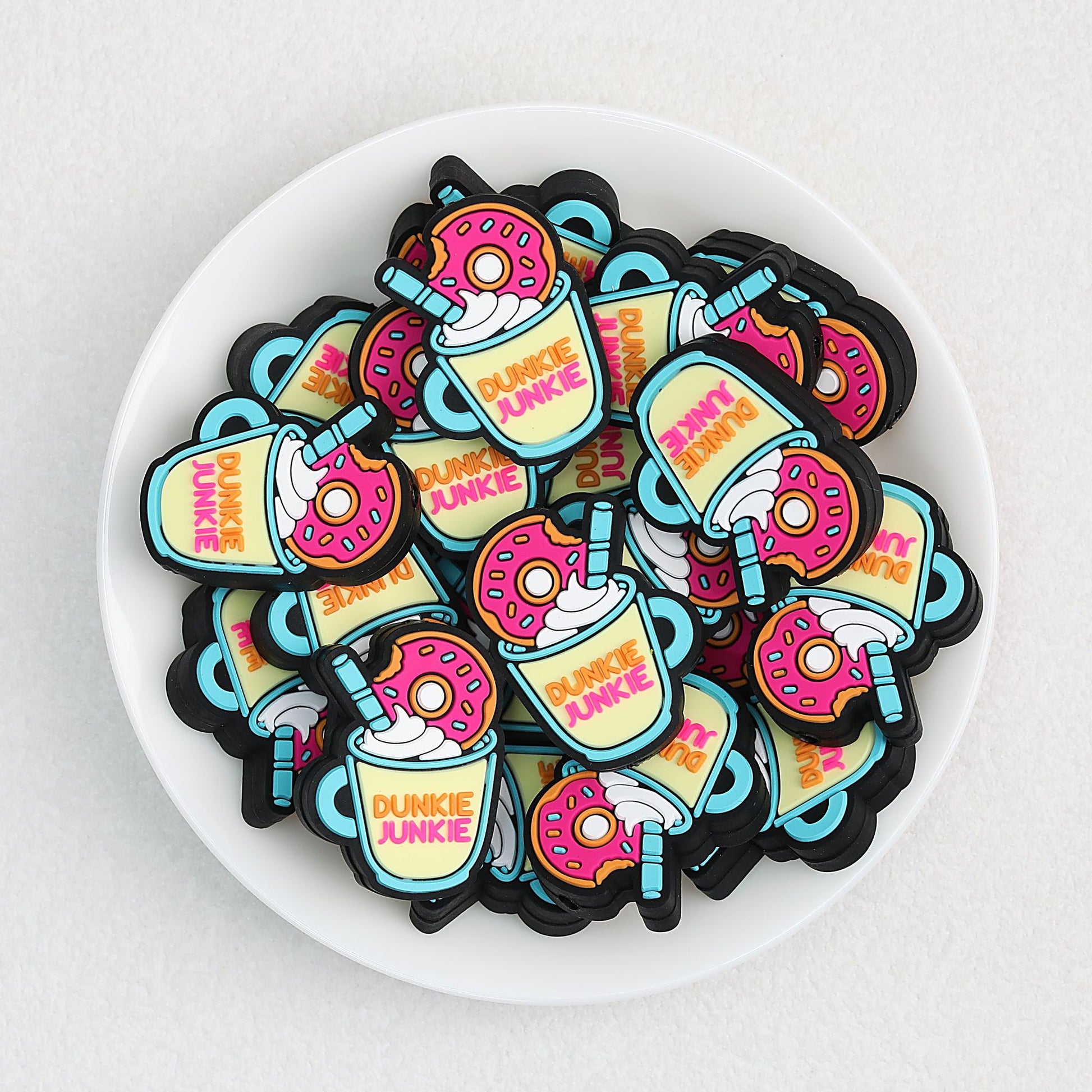 Drink Theme Silicone Focal Beads with Donut and Cup Design 20pcs - Drink