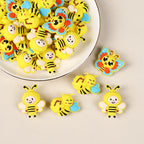 Silicone 3D Focal Beads Bee Butterfly Cheerful Faces Vibrant Colors