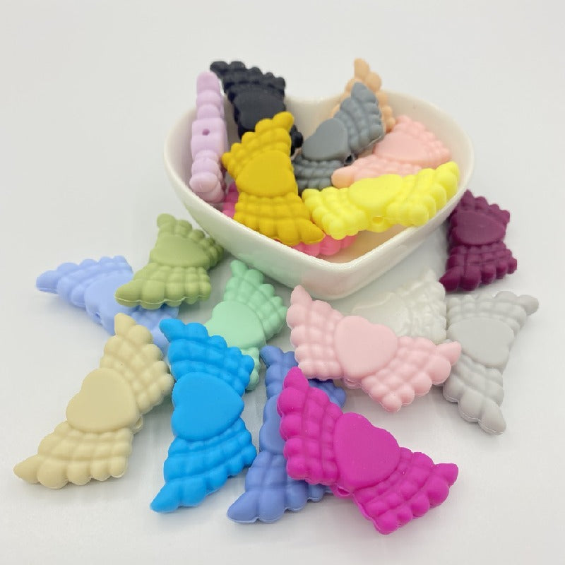 Wing Silicone Beads Mixed Colors 20pcs 3
