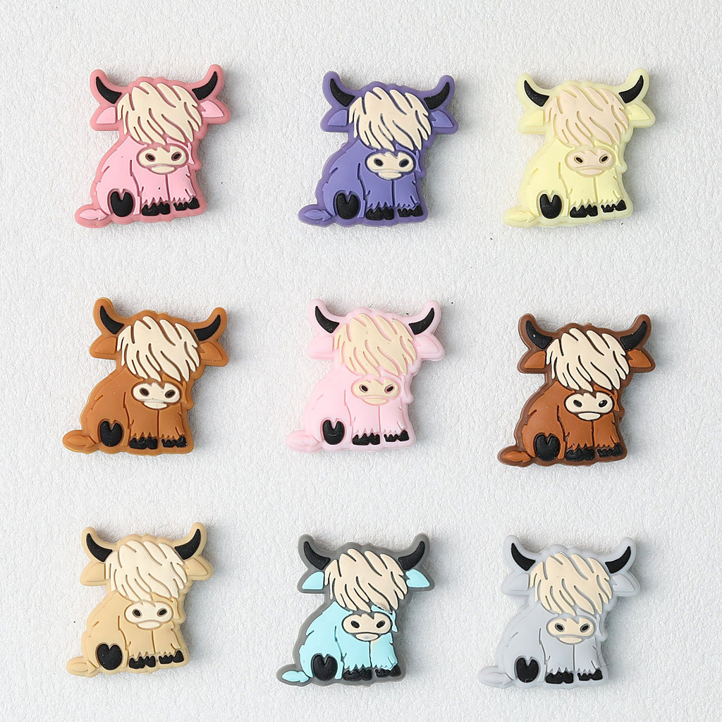 Highland Cow Silicone Focal Beads Colorful 20pcs