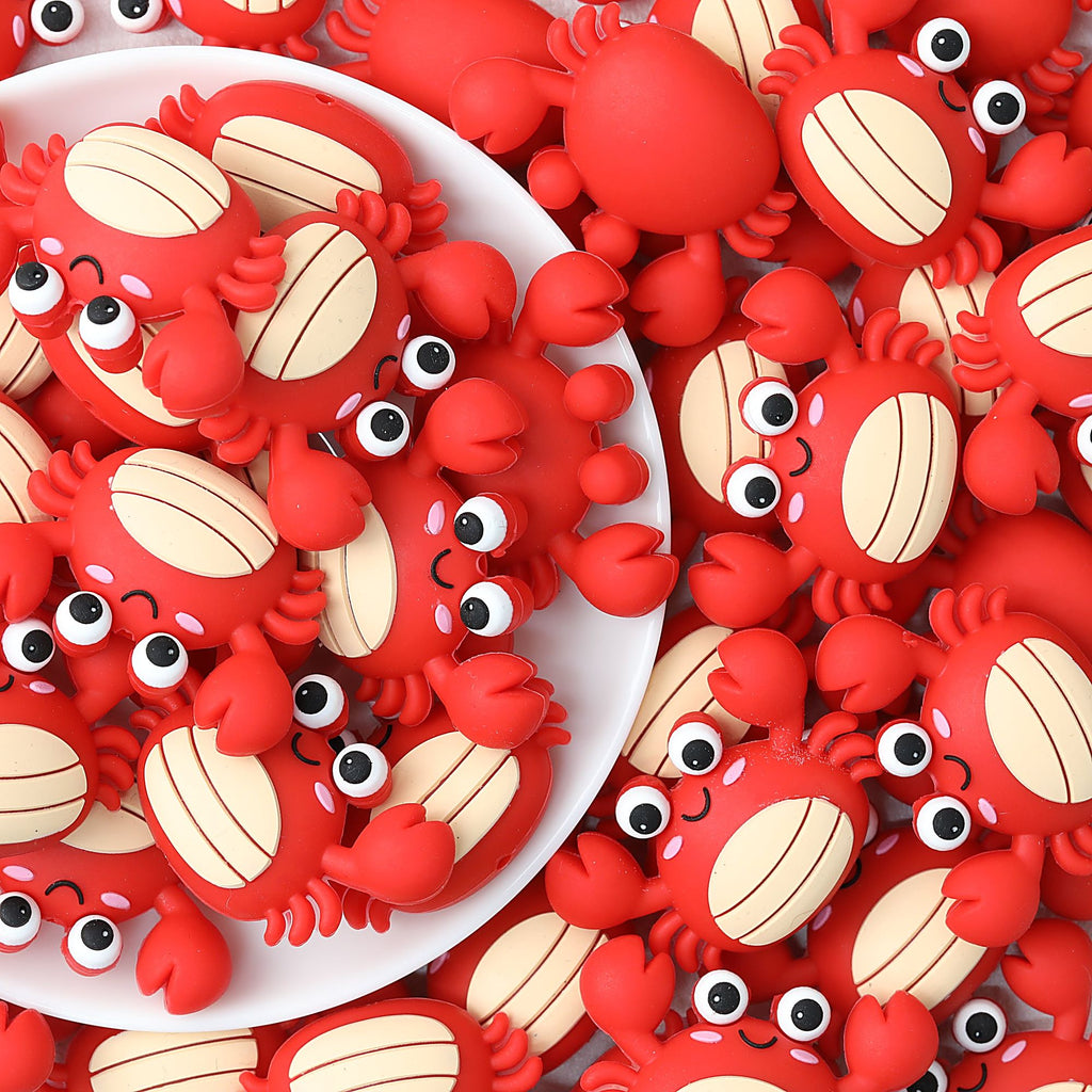 Silicone 3D Focal Beads Crab Big Eyes Smiling Face Claws