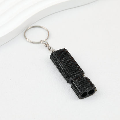 Rhinestone Whistle Keychain Self Defense Colorful Compact