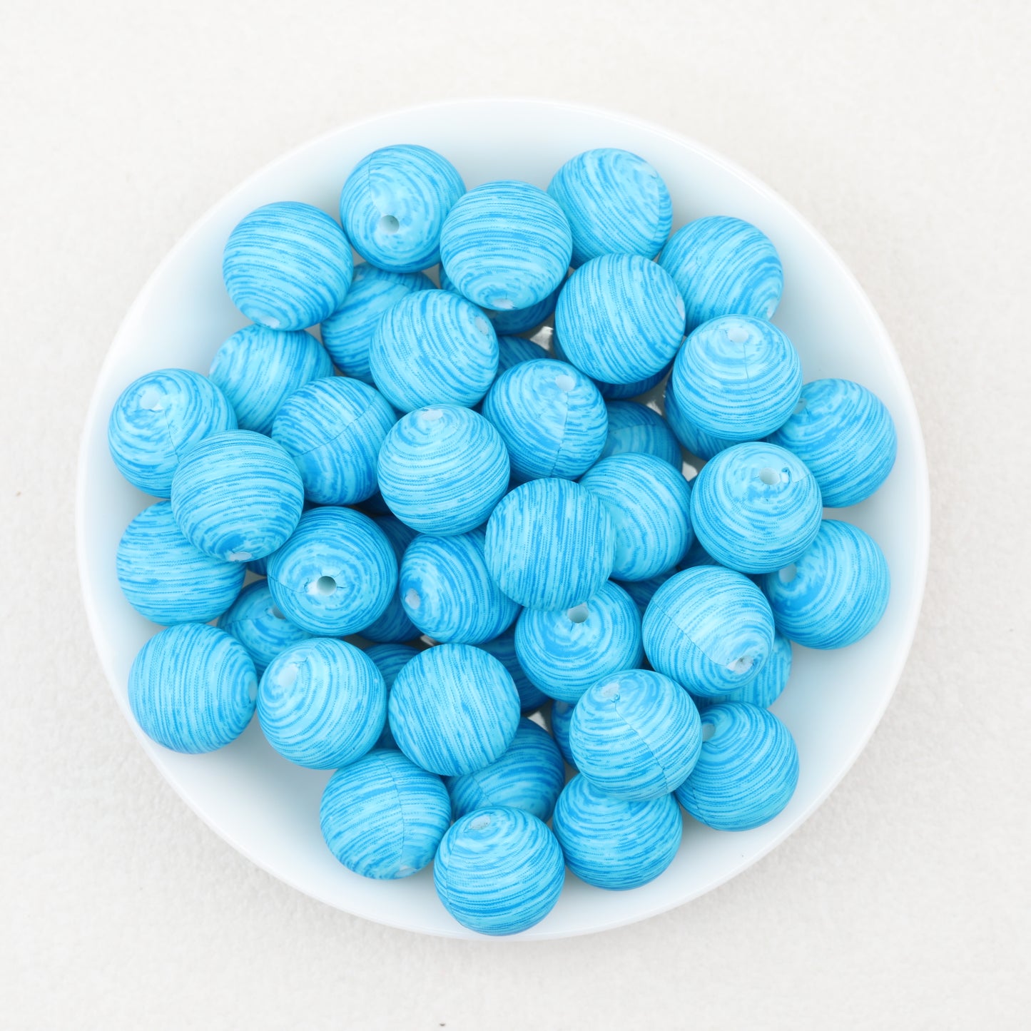 15mm Ocean Style Printed Round Silicone Beads Green Blue 50pcs 3