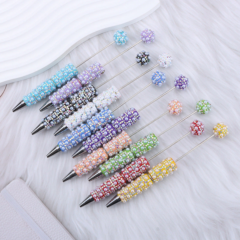 Beadable Pen with Pearl and Rhinestone Decoration Plastic 16.5g 153x17.5mm 3
