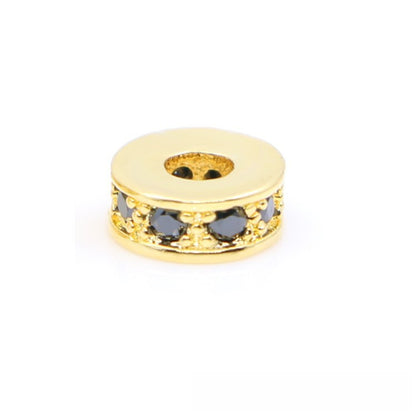 Copper Round Spacer Beads 8mm Inlaid Zircon 10pcs 6