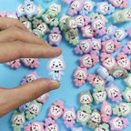 Silicone Focal Beads Little Bear Rosy Cheeks Bow Tie 20pcs 3