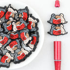  Educational Dog Family Silicone Focal Beads 20pcs