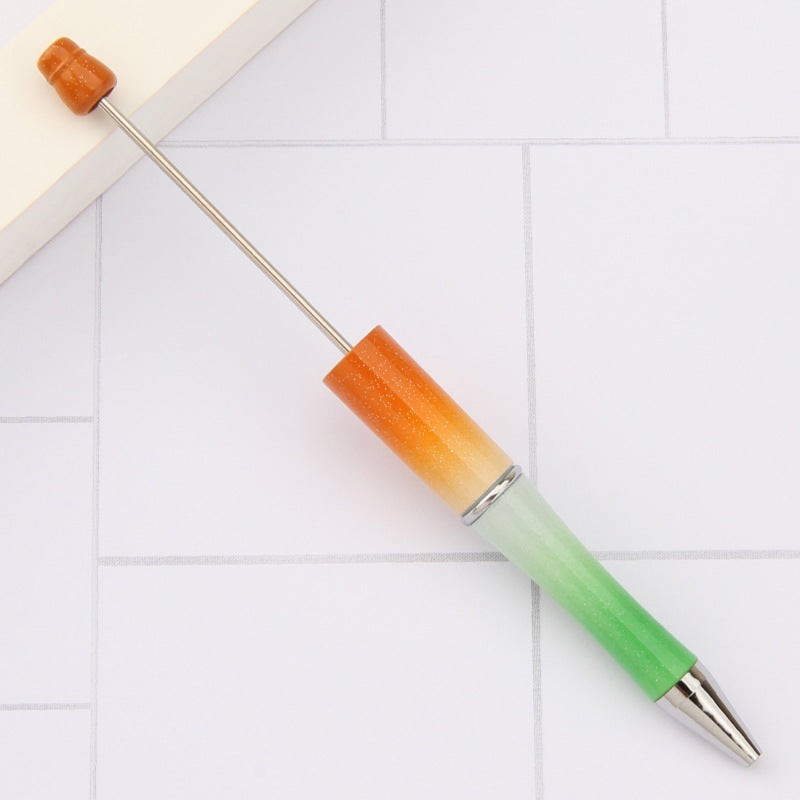 Beadable Plastic Pens Wholesale, Pearlescent Gradient Three-Color Transitions Ballpoint Ink, 11.5mm x 145mm